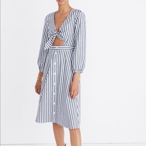 Madewell Shimmer Stripe cutout midi dress